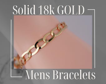 Men's 14K/18K Solid Yellow Gold Bracelet: Handmade, Custom Engraving