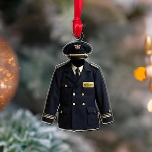 Personalized Pilot Uniform Christmas Ornament: Aviation Gift