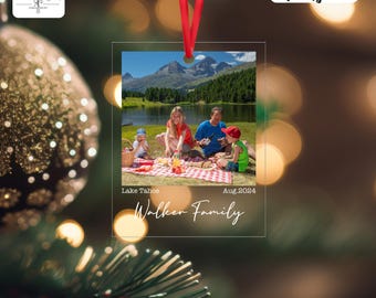Enfeite de Natal com foto Polaroid de família personalizada: presente de lembrança personalizado