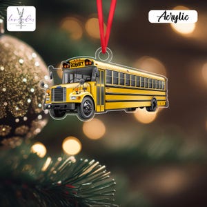 Custom Name School Bus Ornaments, Yellow School Bus Acrylic Ornament, Back To School Christmas Tree Ornament,School Bus Lover Gift Ornaments