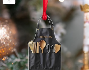2D Personalized Baker Apron Christmas Ornaments, Flat Baking Ornaments, Baker Custom Gift Ornaments, Baker 2D Shape Ornament, Xmas Keepsake