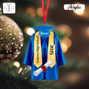 Personalized Graduation Gown Ornament: School Name, Class of [Year]