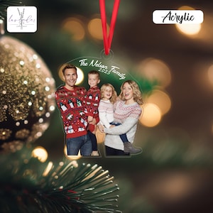Personalisierte Familie Ausschnitt Weihnachtsfotoverzierung, Familie Weihnachtsgeschenk Ornament, Baumschmuck, individuelle Familienbildverzierung