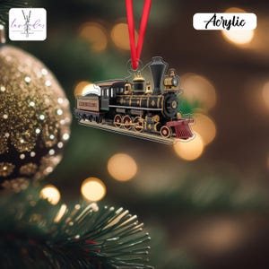 Custom Name Train Christmas Ornament, Vintage Locomotive Decor