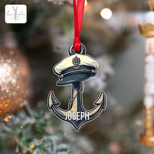 Personalized Navy Anchor Christmas Ornament: Nautical Xmas Gift