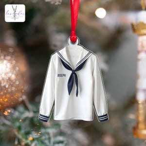 Personalized Name Sailor Navy Christmas Ornaments, 2D Navy Military Ornaments, Military Gift, Custom Sailor Navy Christmas Ornament Gift