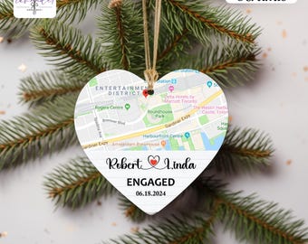 Adorno de mapa de compromiso personalizado, recuerdo personalizado