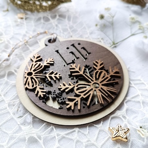 Personalized first name ornament | Engraved wooden Christmas ball | Personalized tree decoration | Handmade Christmas gift | Wooden tree hanging