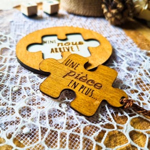 Annonce grossesse personnalisée en bois verni – Idée originale puzzle pour future parents, mamie, papi, marraine, tata – Cadeau Baby shower