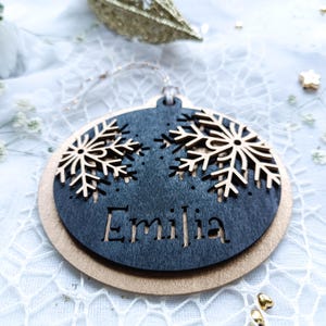 Personalized first name ornament | Engraved wooden Christmas ball | Personalized tree decoration | Handmade Christmas gift | Wooden tree hanging