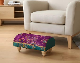 Retro Lounge Ottomane, gemütlicher Retro Sitz, Akzent Wohnzimmer Hocker, kleine Schlafzimmerbank, Boucle Ottomane, Retro Lounge Bank