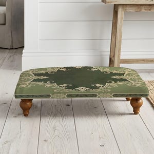 Vintage Home Decor, Upholstered Footrest, Decorative Footstool, Bedroom Pouf, Entryway Stool, Footstool Decor, Vintage Ottoman
