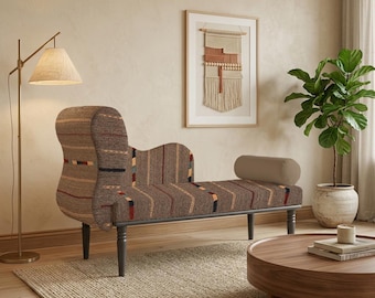 Eclectic Home, Comfort Sofa Chair, Maximalist Decor, Wood Loveseat, Minimalistic Chair, Relaxing Indoor Seat, Home Recliner