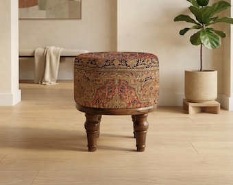 Handgemaakte bank, boho-huisdecoratie, praktische poefkruk, functionele voetensteun, Ottomaanse poef, zitzak, ronde stoel