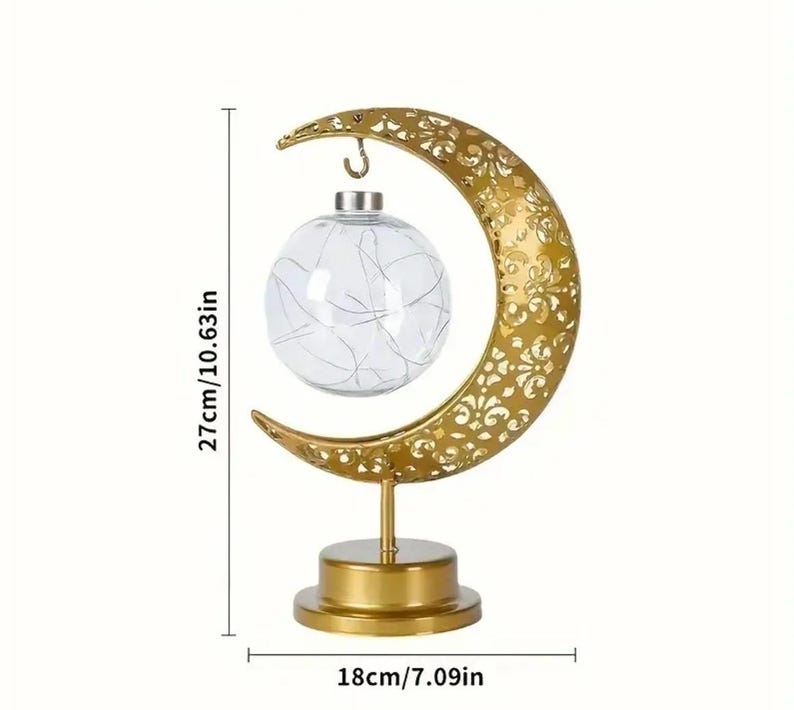 Golden Crescent Moon LED Light | Ramadan Decor | Eid Decoration ...