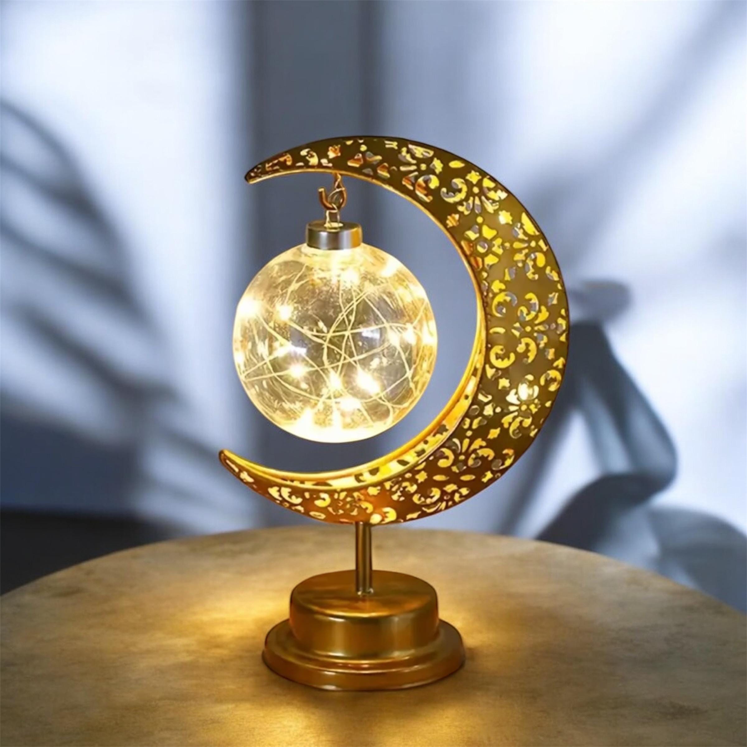 Golden Crescent Moon LED Light | Ramadan Decor | Eid Decoration ...