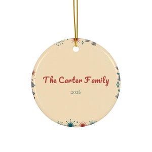 Personalized Family Christmas Ornament | Custom Surname Keepsake 2026, Retro Script