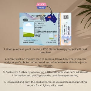 Australischer Haustierausweis: Bearbeitbare QR-Code Canva Vorlage (PDF) Bild 2