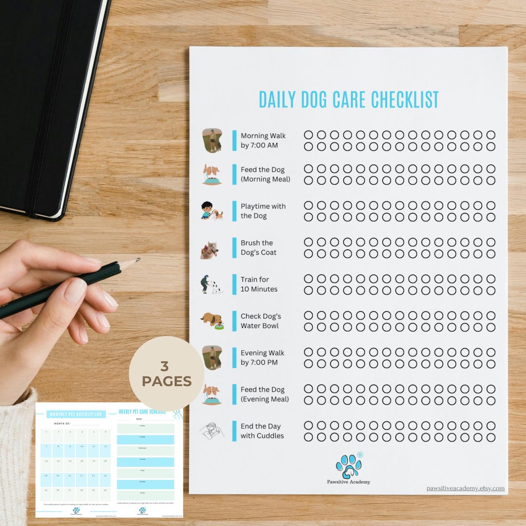 Pet Care & Routine Planner | Daily Dog Checklist, Weekly Schedule ...