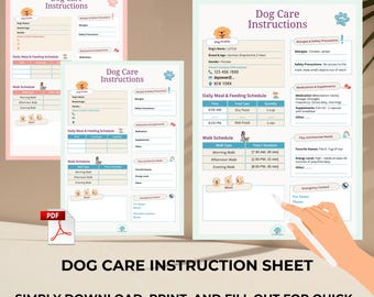 Dog Care Instructions PDF: Pet Sitter & Hotel Guide (Printable)