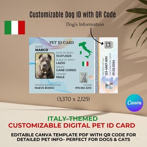 Italien-Thema Haustier Ausweis Vorlage mit QR Code (PDF)