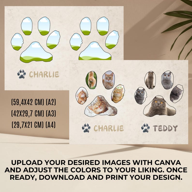 Personalized Pet Photo Collage: Custom Paw Print Art (digital Download ...