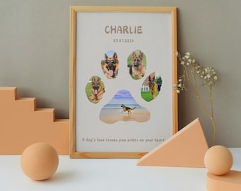 Personalized Dog Paw Print Photo Collage: Pet Memorial (Canva Template)