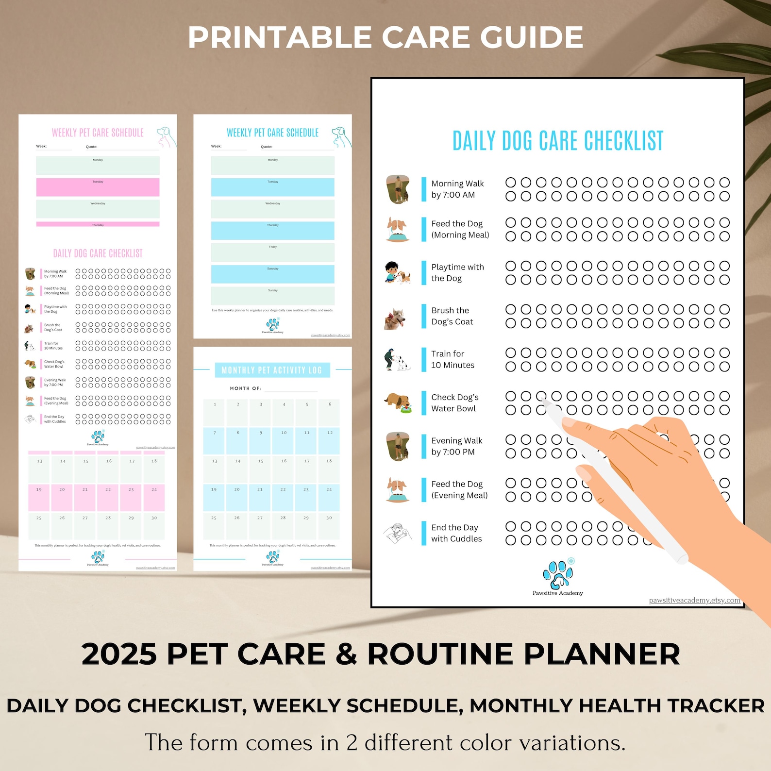 Pet Care & Routine Planner 2025 | Daily Dog Checklist, Weekly Schedule ...