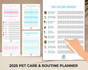 2025 Haustier Pflegeplaner: tägliche Hunde Checkliste & Gesundheitstracker (Digitaler Download)
