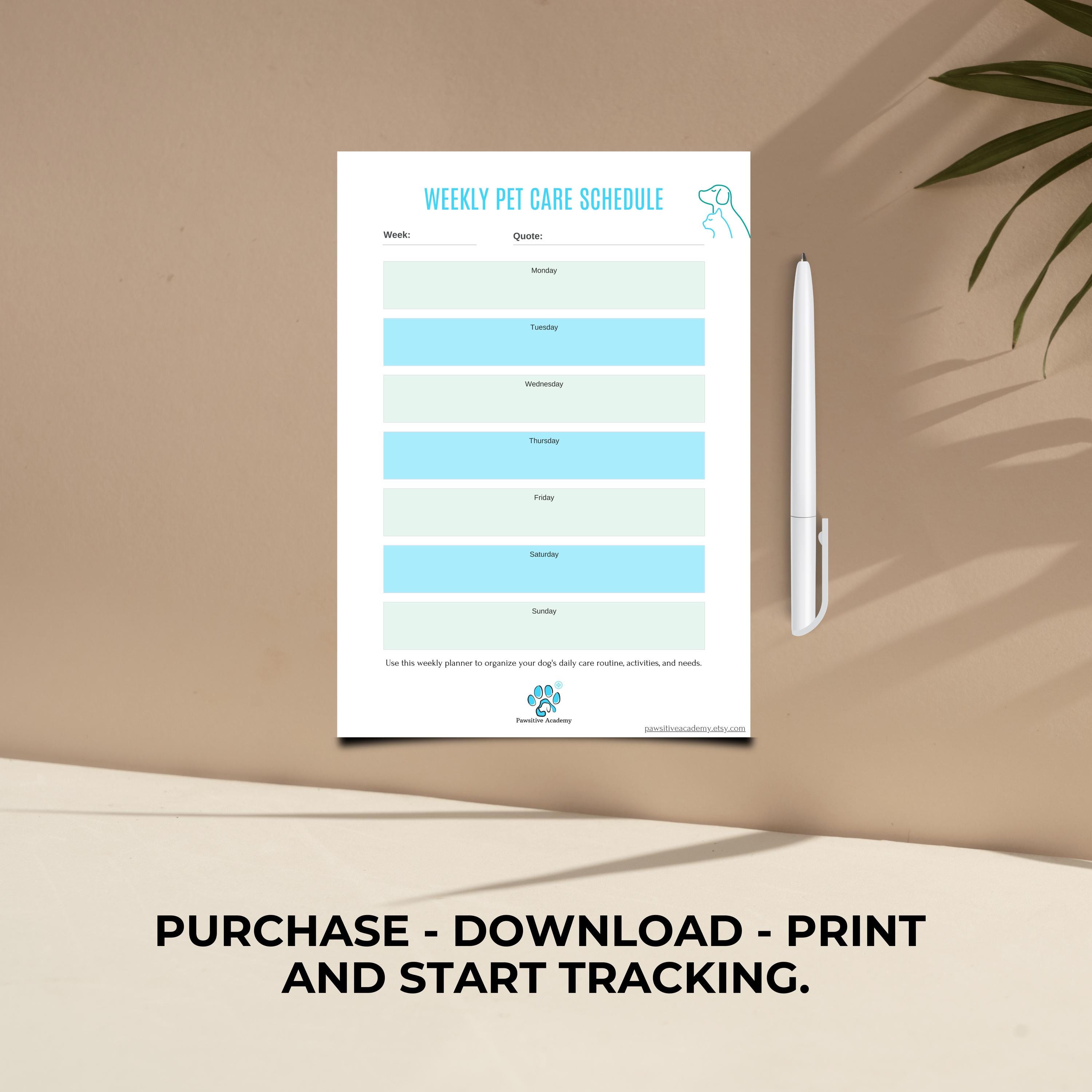 Pet Care & Routine Planner 2025 | Daily Dog Checklist, Weekly Schedule ...