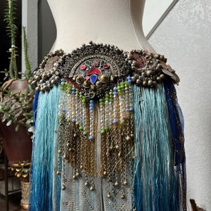 Fusion bellydance costume belt hand sewn burlesque belly dance benne gezeritt