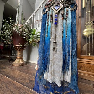 Antique Assuit fusion bellydance fringe panel belt dance costume belt