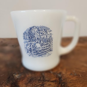 Currier and Ives Milk Glass Coffee Mug