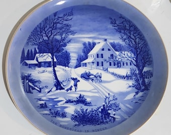 The Homestead in Winter Decorative Plate based on a Currier & Ives Print