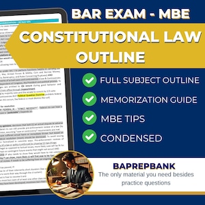 Federal Constitutional Law Outline for MBE Multiple Choice Questions of the Bar Exam - Condensed Outline Bar Prep & Law School Study Guide
