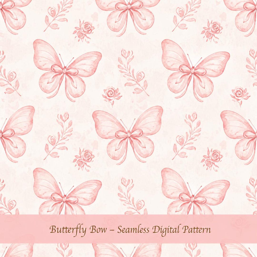 Pink Butterfly Bow Seamless Pattern PNG for Baby Girl Fabric ...