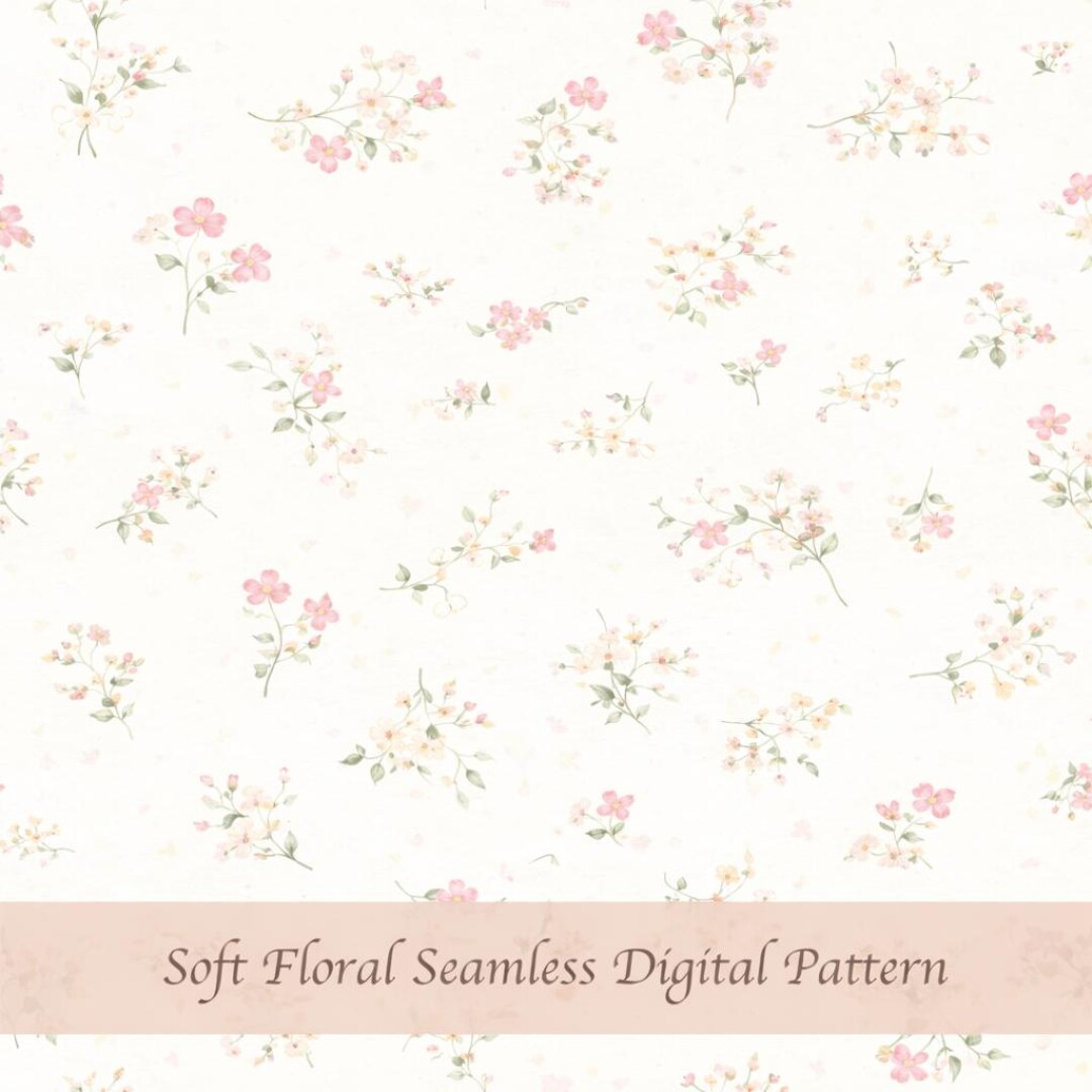 Soft Floral Seamless Pattern, Minimal Watercolor Flowers, Pastel ...
