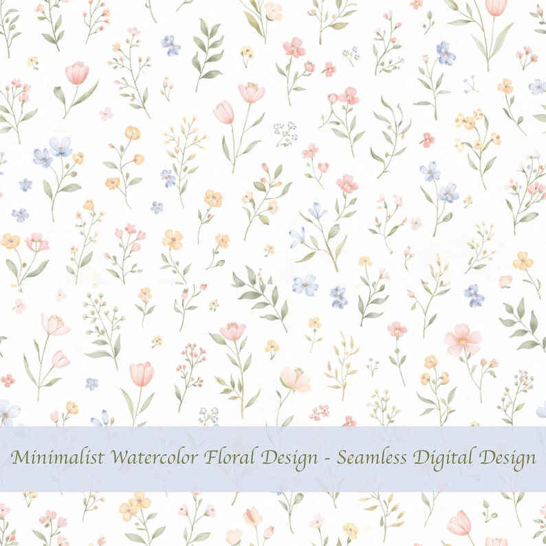 Minimalist Watercolor Floral Seamless Pattern – Soft Pastel Botanical ...