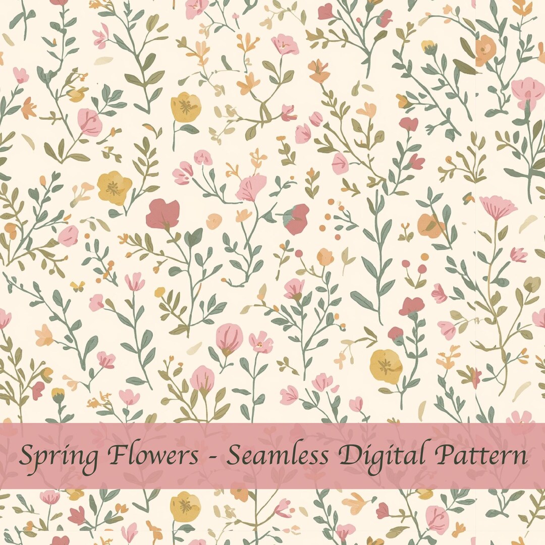 Pascal's Pattern Flower Spring Floral Seamless Pattern, Wildflowers Botanical Digital Paper ...