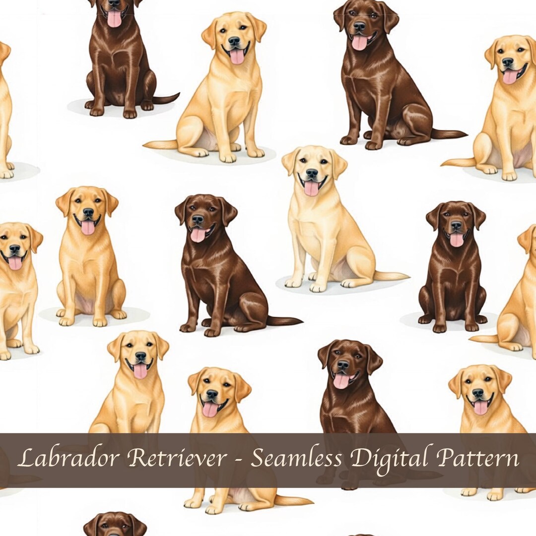 Labrador Retriever Seamless Pattern, Chocolate Yellow Dog Fabric Design ...