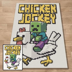 Chicken jockey, Graph, Pattern, C2C and Tapestry Crochet, Crochet, Blanket, Afghan, PDF, instant download, Kids blanket, Gifts, GAME06