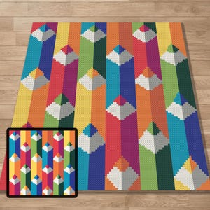 鉛筆、グラフ、パターン、C2C およびタペストリー かぎ針編み、かぎ針編み、ブランケット、アフガン、PDF、即時ダウンロード、子供用ブランケット、ギフト、GEO01