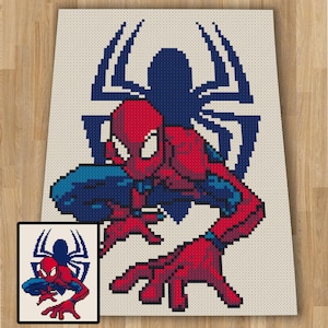 Spiderman, graphique, motif, C2C et tapisserie au crochet, crochet, couverture, afghan, PDF, téléchargement immédiat, couverture pour enfant, cadeaux, CA10