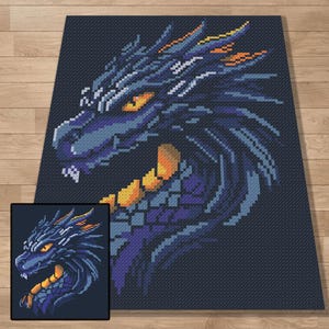 Dragon, Graph, Pattern, C2C and Tapestry Crochet, Crochet, Blanket, Afghan, PDF, instant download, Kids blanket, Gifts, DRAGON01