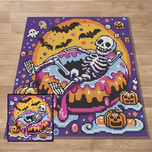 Halloween, KÜRBIS, Graph, Muster, C2C und Tapisserie häkeln, Häkeln, Decke, Afghan, PDF, sofort download, Kinderdecke, Geschenke, HAL13
