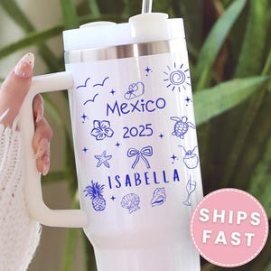 Personalized girls trip tumbler, personalized vacation tumbler, custom bachelorette tumbler party cup, birthday trip beach vacation tumbler