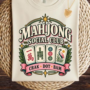 Mahjong Shirt - Vintage Mahjong Social Club T-Shirt, Retro Mah Jongg Club Tee, Crak Dot Bam Gift for Mahjong Players