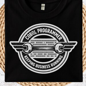 COBOL Programmer Shirt - Vintage Motorcycle Style Design, Keeping Business Running, Mainframe Developer Gift, IT Professional T-Shirt