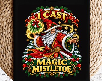 Christmas DnD Shirt - I Cast Magic Mistletoe Wizard Tee, Funny RPG DM Christmas Shirt, Dungeon Master Gamer Gift