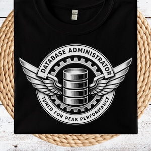 Database Administrator T-Shirt - Tuned for Peak Performance, DBA Motorcycle Style Logo, Funny Tech Gift for Data Engineer & Sysadmin Shirt
